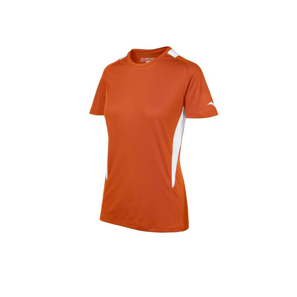 Womens Mizuno Crew Neck Softball Jersey Orange/White Philippines (JNBRSF817)